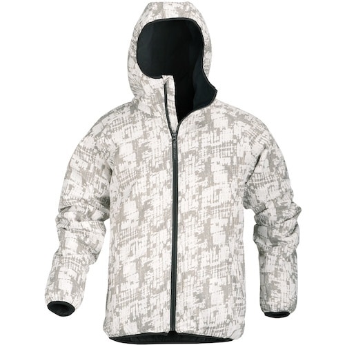 カジメイク 中綿ストレッチプリントパーカ 白ブラシ