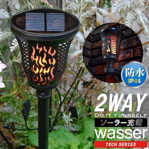 wasser ソーラー充電式LEDライト トーチ型