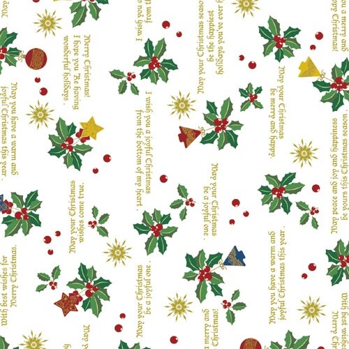 ササガワ 包装紙10枚ロール ホーリーデコ 半才判