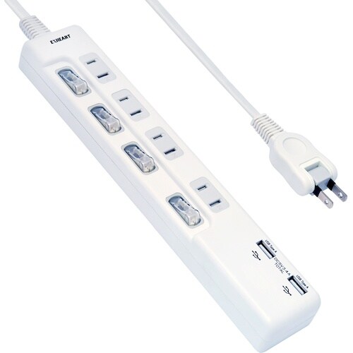 EXHEART USBポート付きスイッチタップ4個