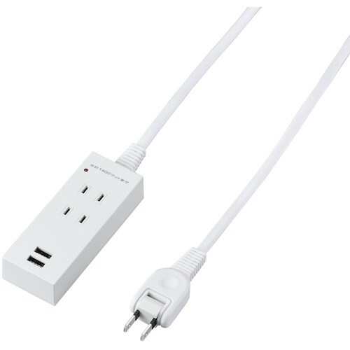 YAZAWA 雷ガード付両挿しUSBタップ2個口1