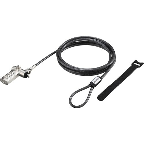 BUFFALO 4桁ダイヤル錠+ワイヤー付