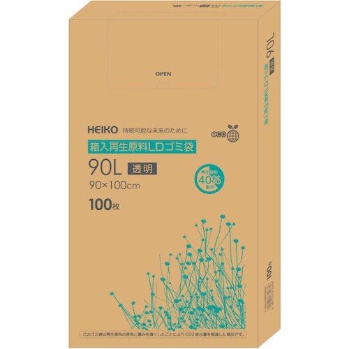 HEIKO 箱入再生原料LDゴミ袋 90L 透明