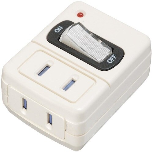 YAZAWA 雷サージ付省エネタップ2個口白