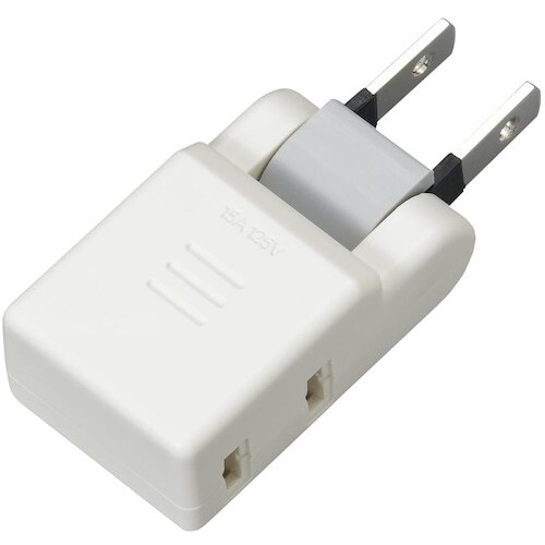 YAZAWA 極小コーナータップ2個口ホワイト