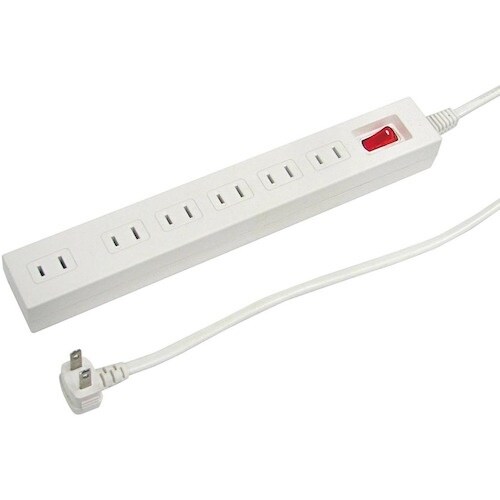 YAZAWA 集中スイッチ付節電タップ6個口2m白