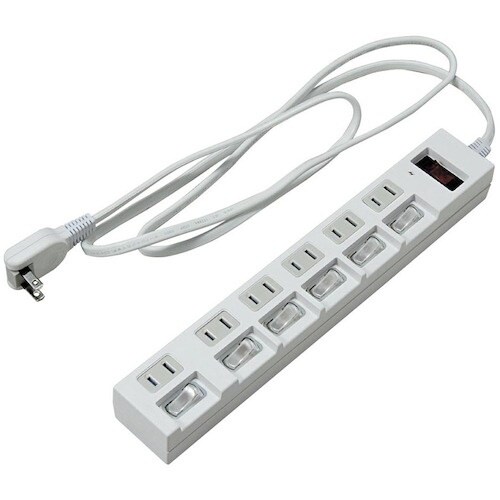 YAZAWA 個別集中スイッチ付節電タップ6個口2