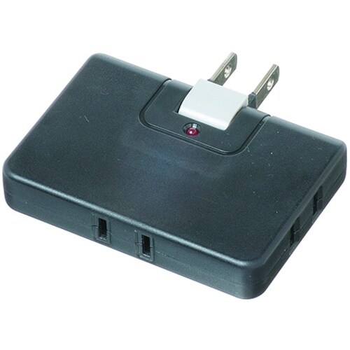 YAZAWA 雷サージ付コーナータップ3個口黒