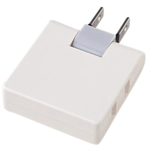 YAZAWA 耐トラ付コーナータップミニ2個口白