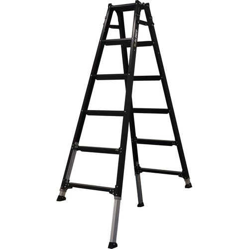 アルインコ 伸縮脚立(ステップ幅広) ブラックカラ