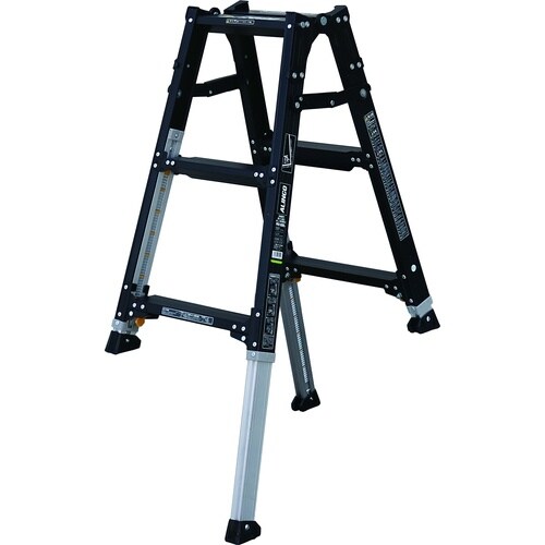 アルインコ 伸縮脚立(ステップ幅広) ブラックカラ