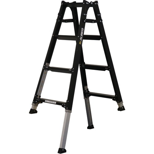 アルインコ 伸縮脚立(ステップ幅広) ブラックカラ