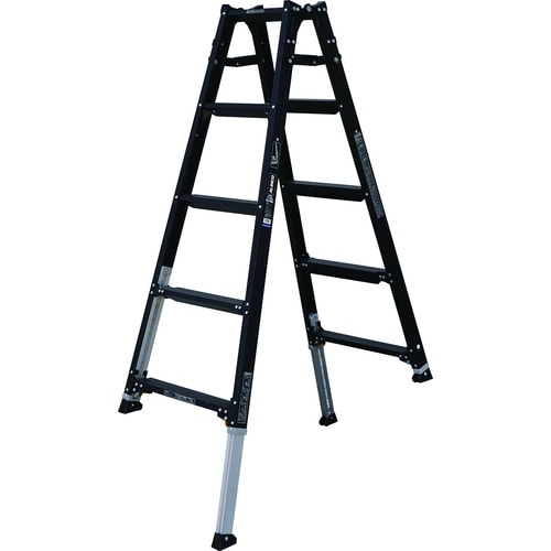 アルインコ 伸縮脚立(ステップ幅広) ブラックカラ