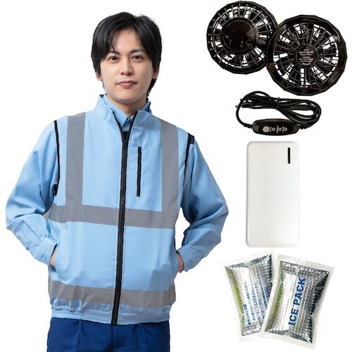 岡潮 冷感保冷剤付き、空調安全ベスト+モバイルバッ
