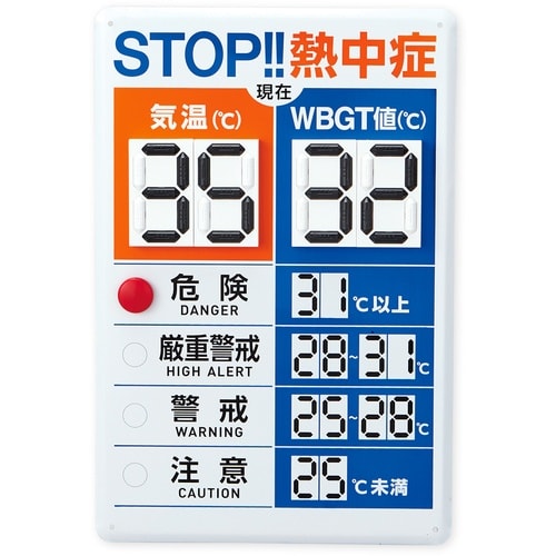 緑十字 デジタル数字式熱中症予防表示板 300×4