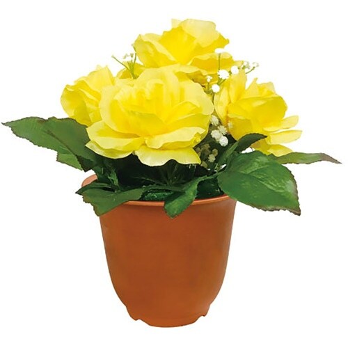 ユニット 造花鉢 バラ(黄色)