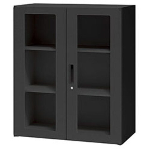 NAIKI ガラス両開き書庫 CWS型収納庫(ブラ