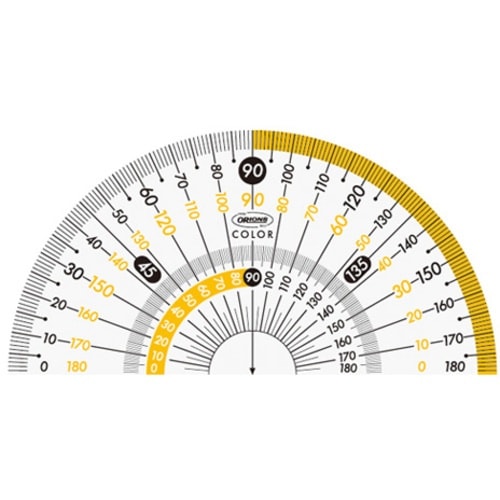 共栄プラスチック カラー分度器 9cm イエロー