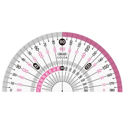共栄プラスチック カラー分度器 9cm ピンク