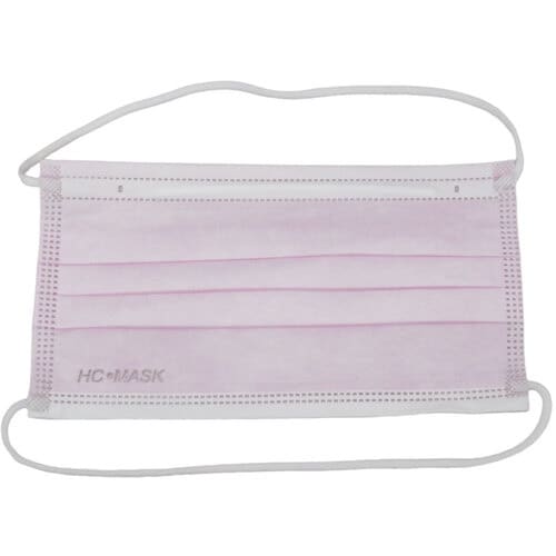 橋本 HC不織布マスク ピンク 3層・頭掛け 50