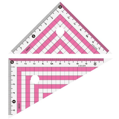 共栄プラスチック カラー三角定規 12cm ピンク