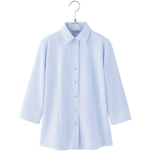 ピエ 七分袖ブラウスHCB4007 サックス 13