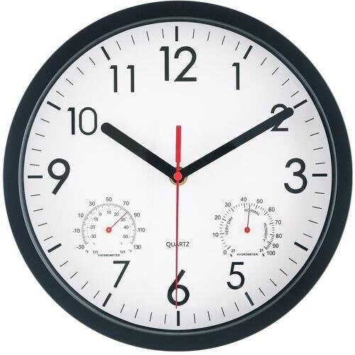 不二貿易 掛時計 温湿度計付 アーバン 25cm