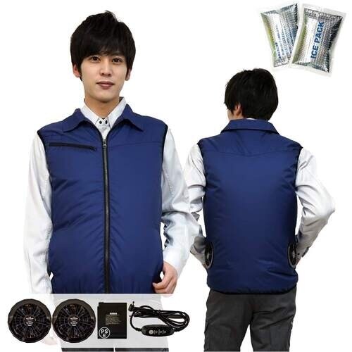岡潮 冷感保冷剤付き、空調ベスト+バッテリー付20