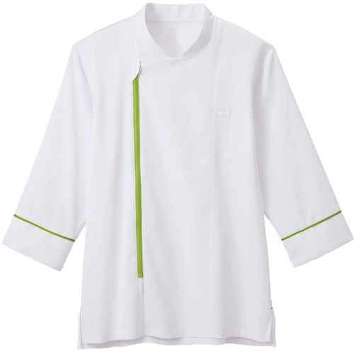 サンペックス 七分袖ショップコート ホワイト*グリ