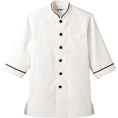 サンペックス 七分袖ショップコート ホワイト*ブラ