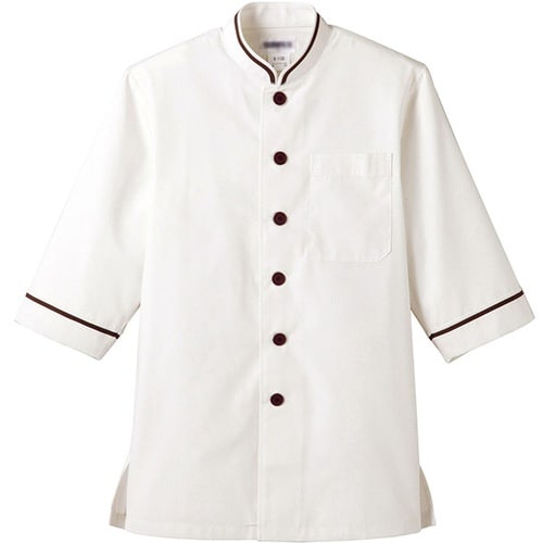 サンペックス 七分袖ショップコート ホワイト*ブラ