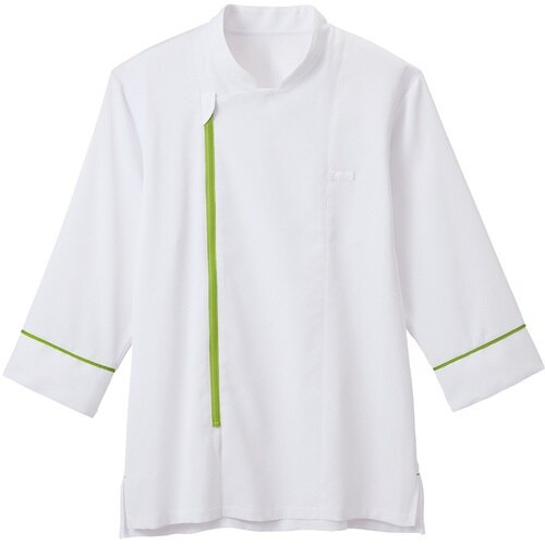 サンペックス 七分袖ショップコート ホワイト*グリ