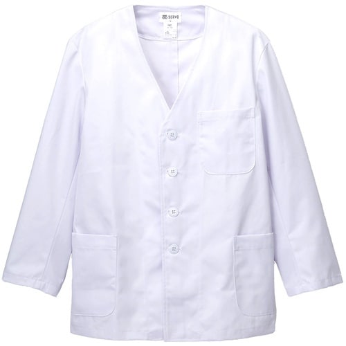 サンペックス 【男性用】衿なし・長袖調理衣 ホワイ