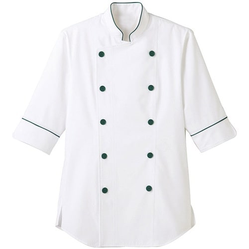 サンペックス 七分袖ショップコート ホワイト*グリ