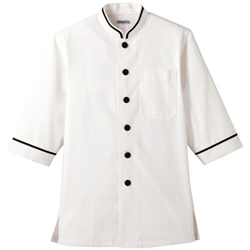 サンペックス 七分袖ショップコート ホワイト*ブラ