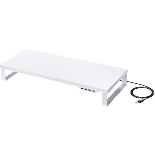SANWA USBハブ付モニター台 ホワイト