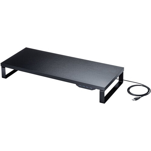 SANWA USBハブ付モニター台 ブラック