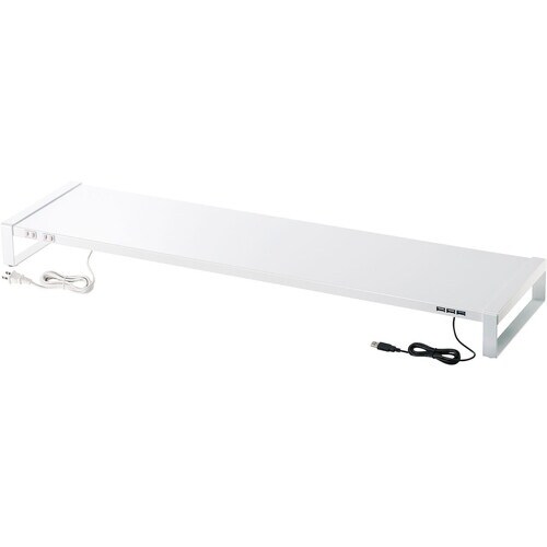 SANWA 電源タップ+USBハブ付き机上ラック(