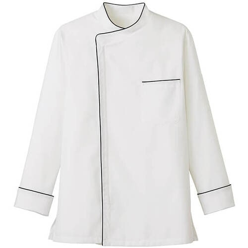 サンペックス 長袖ショップコート ホワイト*ブラッ