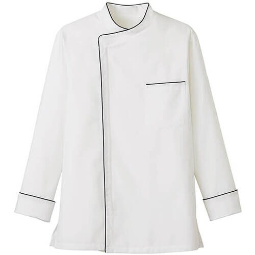 サンペックス 長袖ショップコート ホワイト*ブラッ