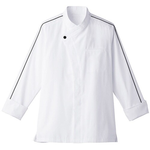 サンペックス 長袖ショップコート ホワイト*ブラッ