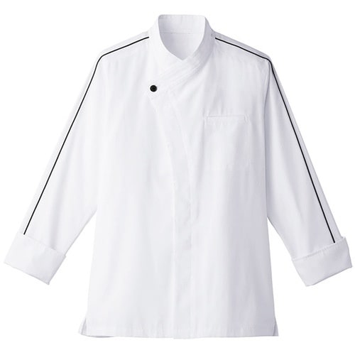 サンペックス 長袖ショップコート ホワイト*ブラッ