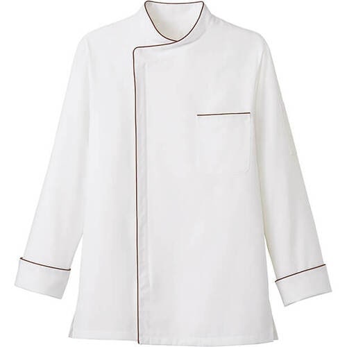 サンペックス 長袖ショップコート ホワイト*ブラウ