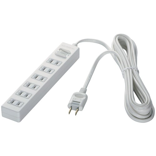 BUFFALO 2ピン式電源タップ6個口雷サージ防