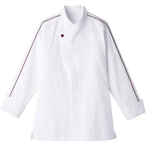 サンペックス 長袖ショップコート ホワイト*ワイン