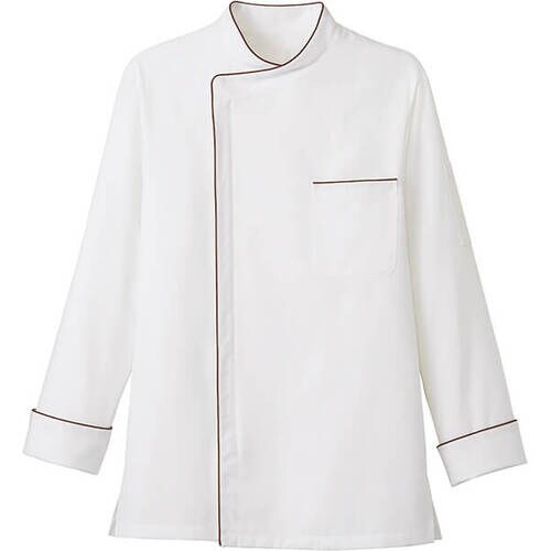 サンペックス 長袖ショップコート ホワイト*ブラウ