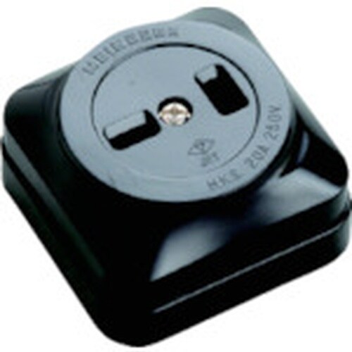 明工 2P20A角形コンセント(黒)