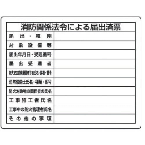 ユニット 法令許可票 消防関係法令による届出済票