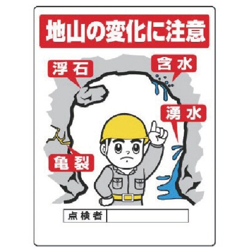 ユニット ずい道用関係標識 地山の変化に注意