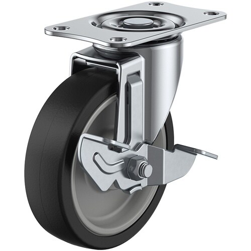 ユーエイ プレート式 自在 キャスター ゴム 車輪